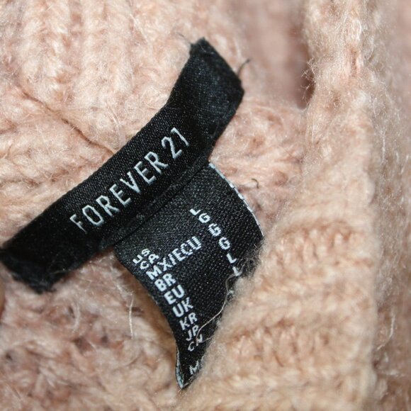 Forever 21 womens sweater size L peach eyelash knit v neck cropped cozy casual - Picture 5 of 10